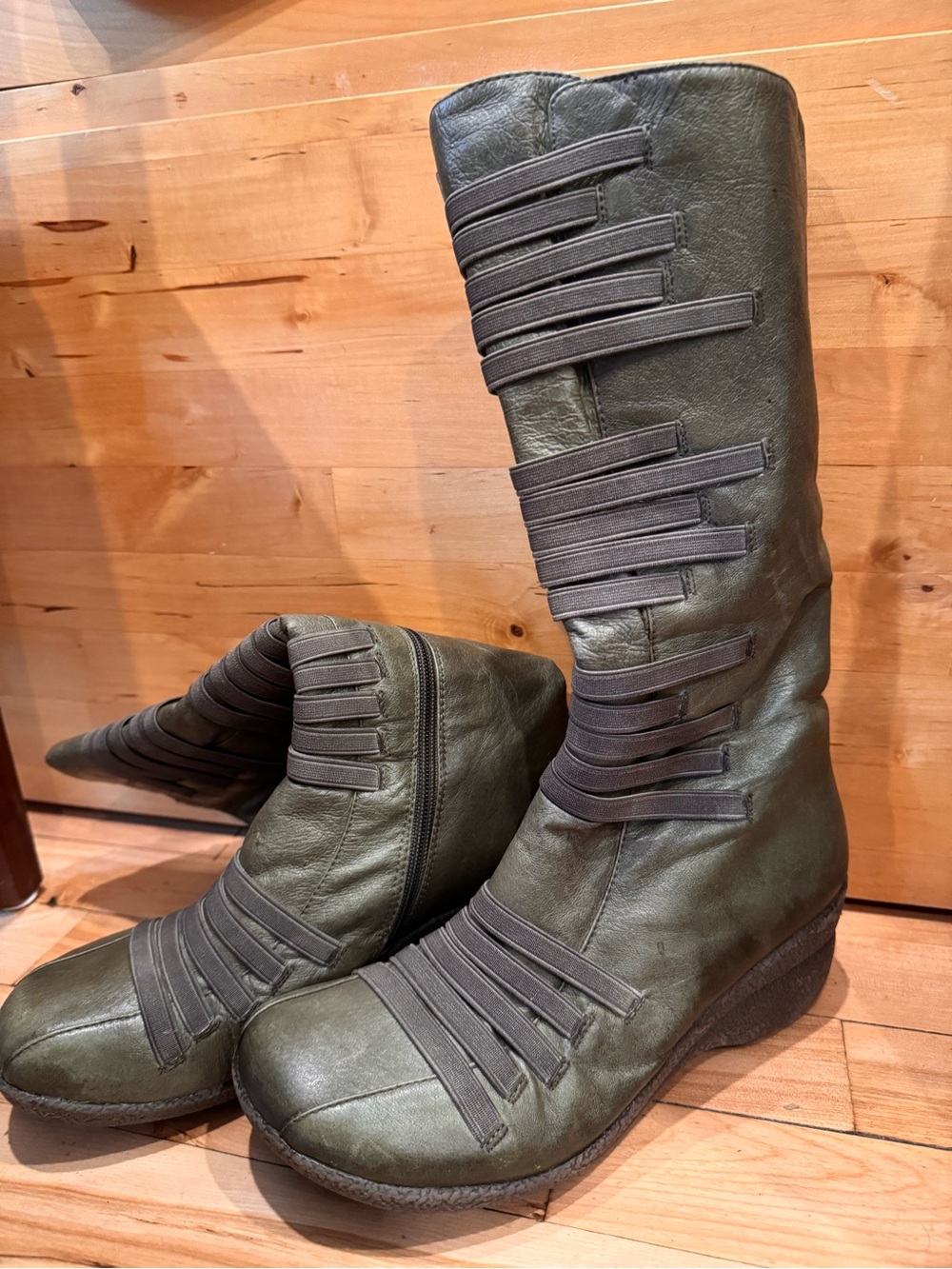 Miz Mooz Orso Olive Green Leather Mid-calf Boots Size 39